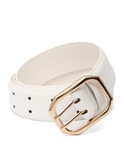 Ремень женский, 3.5×110 см, 2 прокола, без винта, золотистая пряжка, белый - фото 809539846