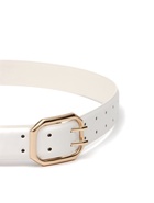 Ремень женский, 3.5×110 см, 2 прокола, без винта, золотистая пряжка, белый - фото 809539847