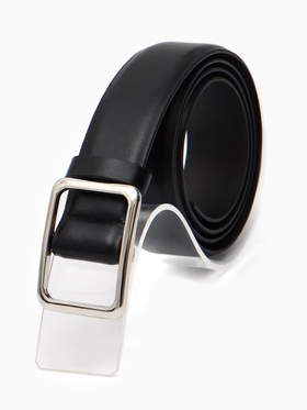 Ремень жен, 06-01-02-07, 3,5*0,3*110 см, без винта, пряжка мат. серебро, затяжка, черный
