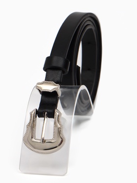 Ремень женский, 1.5×110 см, без винта, 1 прокол, чёрный