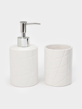 Набор для ванной Fantasy, 2 предмета, дозатор для мыла, стакан, белый