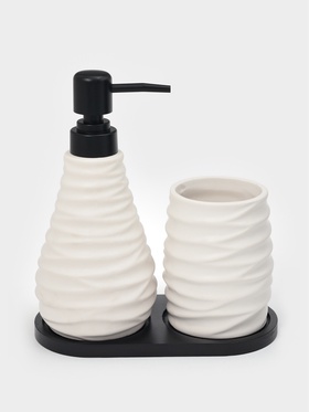 Набор для ванной Sea Salt, 3 предмета, дозатор для мыла, стакан, подставка, белый