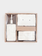 Набор для ванной «Плетение», 3 предмета, дозатор, стакан, мыльница, белый  (артикул 10963804)  большой выбор товаров оптом и в розницу по низким ценам с доставкой