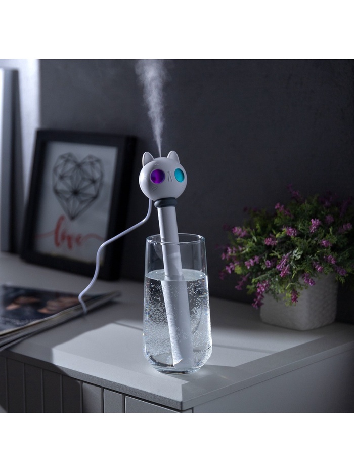 УЦЕНКА Увлажнитель воздуха «Кот» HM-22, ультразвуковой, погружной, портативный, USB, белый 1099497 - Фото 1