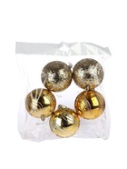 УЦЕНКА Набор шаров пластик d=8 см, 5 шт. «Бахор» полосы блеск, золото - Фото 2
