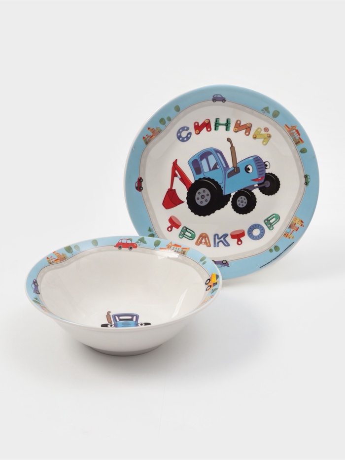УЦЕНКА Набор «Синий трактор» 2 предмета: миска 18 см, тарелка 19 см - Фото 1