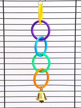 Игрушка для птиц «Разноцветные кольца», пластик, разноцветная