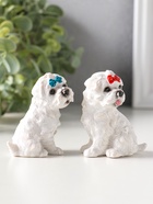 Набор фигурок 2 шт. полистоун «Белые терьеры с бантиками», 3.7×5.2×6.2 см - Фото 2