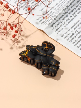 Крабик для волос «Классик» цветы, 7×4.5 см, матовый, чёрно-золотой