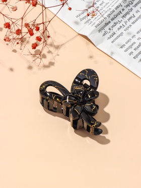 Крабик для волос «Классик» цветок петельки, 7×4.5 см, чёрно-золотой