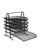 Лоток для бумаг, горизонтальный, металлическая сетка, 5 отделений, чёрный - Фото 2