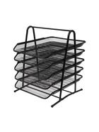 Лоток для бумаг, горизонтальный, металлическая сетка, 5 отделений, чёрный - Фото 4