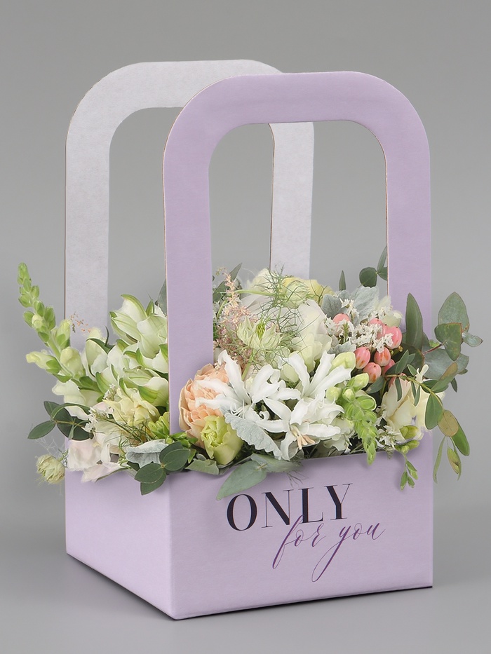 Коробка - переноска для цветов «Только для тебя», 12×12×22 см