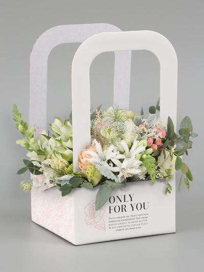 Коробка - переноска для цветов «Цветы», 12×12×22 см