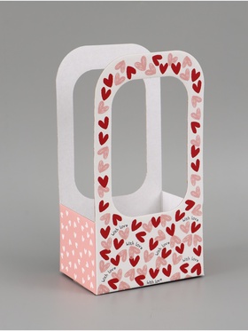 Коробка - переноска для цветов «С любовью», 17×12×32 см