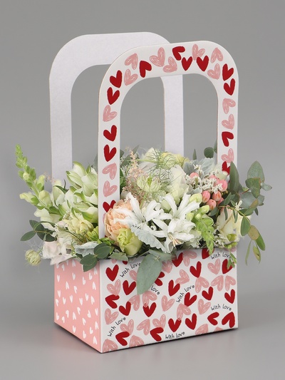 Коробка - переноска для цветов «С любовью», 17×12×32 см