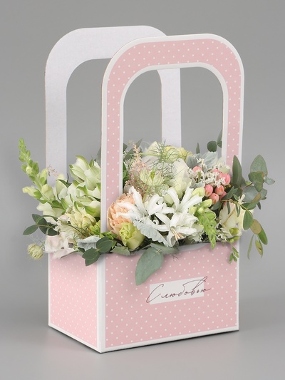 Коробка - переноска для цветов «С любовью», 17×12×32 см
