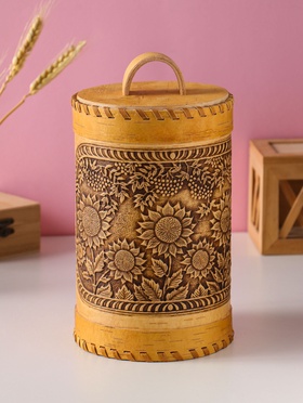 Туес «Подсолнухи», 12х17см береста