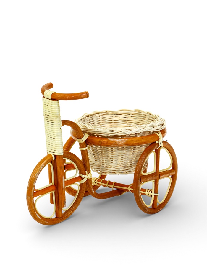 Кашпо плетеное 31 х 17 х 25 см ротанг Велосипед - Фото 1