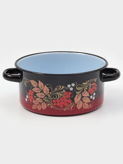 УЦЕНКА Кастрюля, 2 л, без крышки, декор красно-чёрный с тонированием МИКС