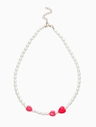 Бусы «Жемчуг и Сердца», L=40 см, керамика, красные, белые - Фото 1