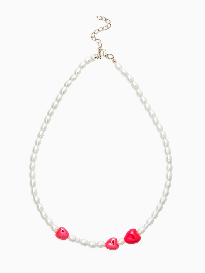 Бусы «Жемчуг и Сердца», L=40 см, керамика, красные, белые - Фото 1