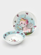УЦЕНКА Набор детской посуды 2 предмета «Единорожка», миска 400 мл, тарелка 18 см - Фото 1