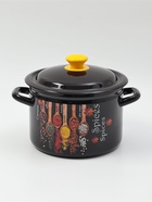 УЦЕНКА Кастрюля эмалированная «Карри», 4 л, d=21.3 см, с крышкой, чёрная - Фото 2