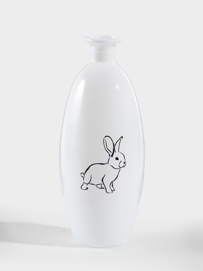 Ваза для цветов «Кролик», h=22 см, стекло, белая