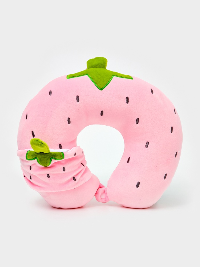 Мягкая игрушка - антистресс подголовник «Клубничка» с маской для сна - Фото 1