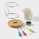 УЦЕНКА Набор для фондю BellaTenero, 5 предметов: чаша 250 мл, подставка, 4 шпажки, керамика, белый - Фото 3