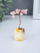 Денежное дерево декоративное «Сувенир бонсай. Котик-горшок», 12 розовых камней, 3.8×3.5×7.5 см  (артикул 10961711)  большой выбор товаров оптом и в розницу по низким ценам с доставкой