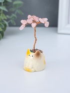 Денежное дерево декоративное «Сувенир бонсай. Котик-горшок», 12 розовых камней, 3.8×3.5×7.5 см  (артикул 10961711)  большой выбор товаров оптом и в розницу по низким ценам с доставкой