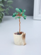 Денежное дерево декоративное «Сувенир бонсай. Котик-горшок», 12 зелёных камней, 3.3×3.4×8.8 см  (артикул 10961712)  большой выбор товаров оптом и в розницу по низким ценам с доставкой