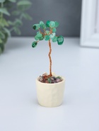 Денежное дерево декоративное «Сувенир бонсай. Котик-горшок», 12 зелёных камней, 3.3×3.4×8.8 см  (артикул 10961712)  большой выбор товаров оптом и в розницу по низким ценам с доставкой