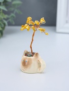 Денежное дерево декоративное «Сувенир бонсай. Котик-кружка», 12 жёлтых камней, 3.5×4.7×7.5 см  (артикул 10961713)  большой выбор товаров оптом и в розницу по низким ценам с доставкой