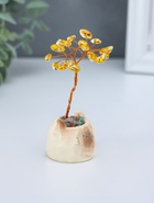 Денежное дерево декоративное «Сувенир бонсай. Котик-кружка», 12 жёлтых камней, 3.5×4.7×7.5 см  (артикул 10961713)  большой выбор товаров оптом и в розницу по низким ценам с доставкой