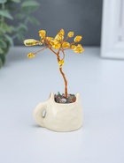 Денежное дерево декоративное «Сувенир бонсай. Котик-кружка», 12 жёлтых камней, 3.5×4.7×7.5 см  (артикул 10961713)  большой выбор товаров оптом и в розницу по низким ценам с доставкой