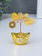 Денежное дерево декоративное «Сувенир бонсай. Слиток золота», 9 монет, 3.3×5×8 см - Фото 1