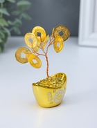 Денежное дерево декоративное «Сувенир бонсай. Слиток золота», 9 монет, 3.3×5×8 см - Фото 3