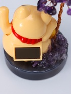 Маятник настольный антистресс от солнечной батареи «Жёлтый Манэки-нэко у дерева», 36 камней, 5.5×5.5×11 см - фото 809540994