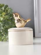 Шкатулка для украшений керамика с золотой линией «Птичка», с крышкой, 7×7×9 см - Фото 4