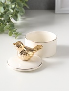 Шкатулка для украшений керамика с золотой линией «Птичка», с крышкой, 7×7×9 см - Фото 5