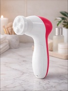 Щётка для массажа и умывания LMZ-039, 5 в 1, для лица и тела, электрическая, от батареек 2хAA, розовая - Фото 1