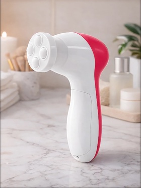 Щётка для массажа и умывания LMZ-039, 5 в 1, для лица и тела, электрическая, от батареек 2хAA, розовая