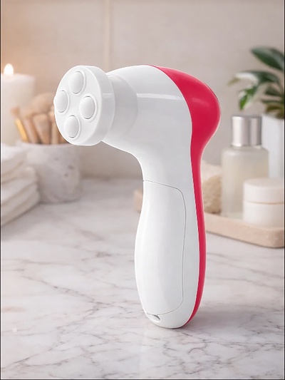 Щётка для массажа и умывания LMZ-039, 5 в 1, для лица и тела, электрическая, от батареек 2хAA, розовая