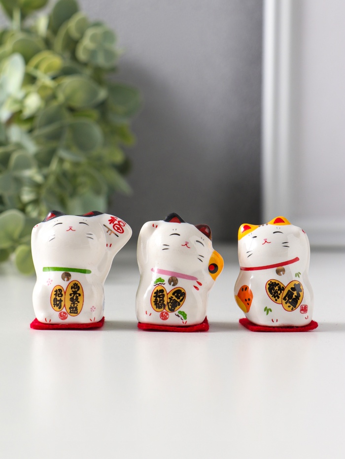 Набор фигурок керамика «Котики Манэки-нэко», 3 шт. - Фото 1