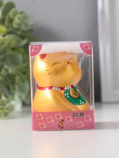 Фигурка керамика «Котик Манэки-нэко золотой», 5.3×7.3×6 см