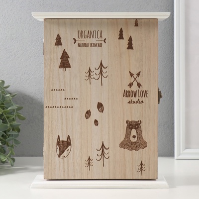 УЦЕНКА Ключница дерево 5 крючков «Лесные звери» 6×20×25.8 см