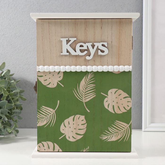 УЦЕНКА Ключница дерево 5 крючков «Пальмовые листья» 6×20×25.8 см - Фото 1